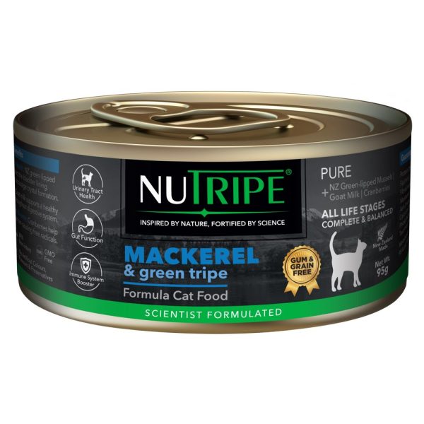 20% OFF: Nutripe Pure Mackerel & Green Tripe Gum & Grain-Free Canned CAT Food 95g Online Sale