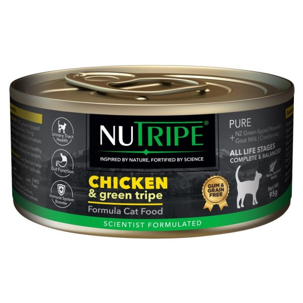 20% OFF: Nutripe Pure Chicken & Green Tripe Gum & Grain-Free Canned CAT Food 95g Supply