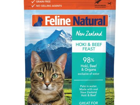 4 FOR $17.60: Feline Natural Hoki & Beef Feast Pouch Cat Food 85g Discount