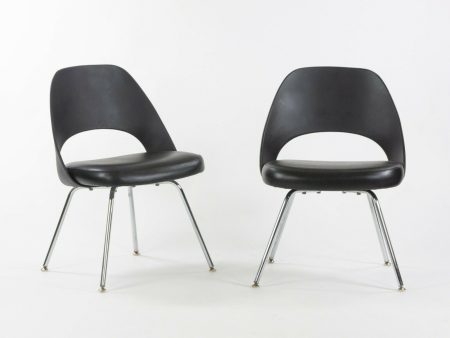 2014 Eero Saarinen for Knoll Executive Armless Dining Chair Black with Chrome Sale