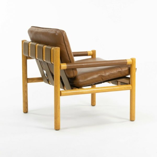 Pair 1976 Nicos Zographos Saronis Leather & Oak Lounge Chairs from Hugh Stubbins Library Online now