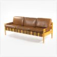 1976 Nicos Zographos Saronis Leather & Oak Sofa from Hugh Stubbins Library Supply