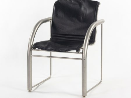 Prototype Richard Schultz 2002 Collection Stainless & Leather Dining Chair Supply