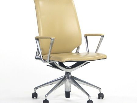 2011 Vitra Meda by Alberto Meda Desk Chair Tan Full Leather For Cheap