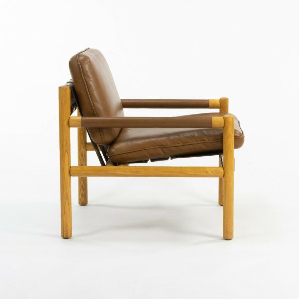 Pair 1976 Nicos Zographos Saronis Leather & Oak Lounge Chairs from Hugh Stubbins Library Online now