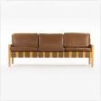 1976 Nicos Zographos Saronis Leather & Oak Sofa from Hugh Stubbins Library Supply