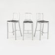 2018 Set of Three Navy Bar Stools 1006 by Emeco in Brushed Aluminum with Seat Pads Online Hot Sale