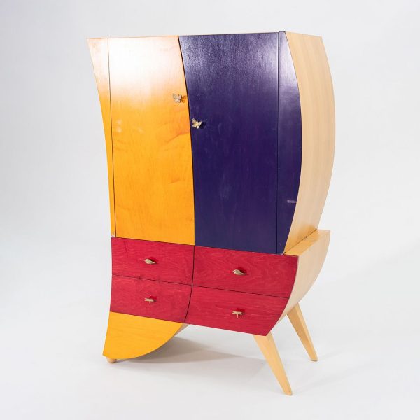 1990s Postmodern Sculptural Studio Craft Color Block Maple Armoire   Cabinet (Right) Fashion