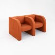 1970s Modernist Sculptural Two Seat Settee Sofa in Orange Hopsack Fabric For Cheap