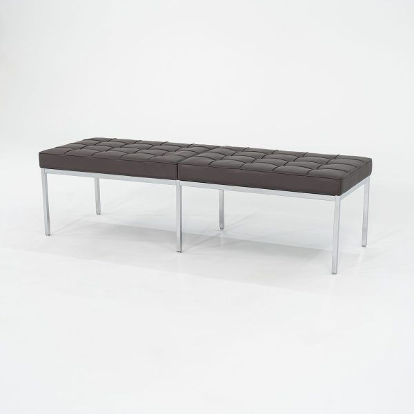 2022 Florence Knoll Three Seat Bench in Dark Brown Leather and Chrome Online