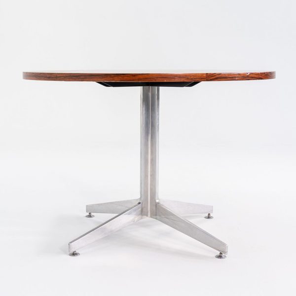 1960s Ward Bennett for Brickel Associates Rosewood and Aluminum Dining Table 42 inch For Sale