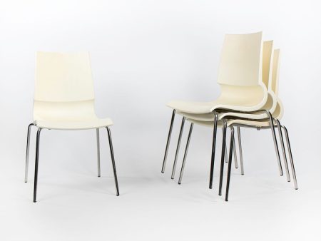 2000s Set of Four Knoll Gigi Chairs by Marco Maran in White and Chrome For Cheap