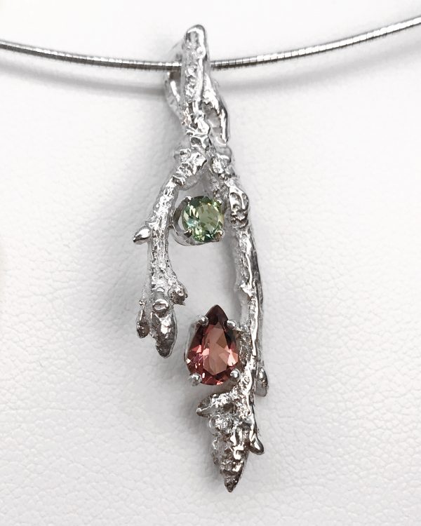 Branches  Solid Sterling Silver Branch Tourmaline and Diamond Necklace Online Hot Sale