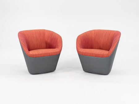 2019 Pair of Soft Swivel Chairs, Model 2010 by Jehs + Laub for Davis Furniture in Fabric and Vinyl For Sale