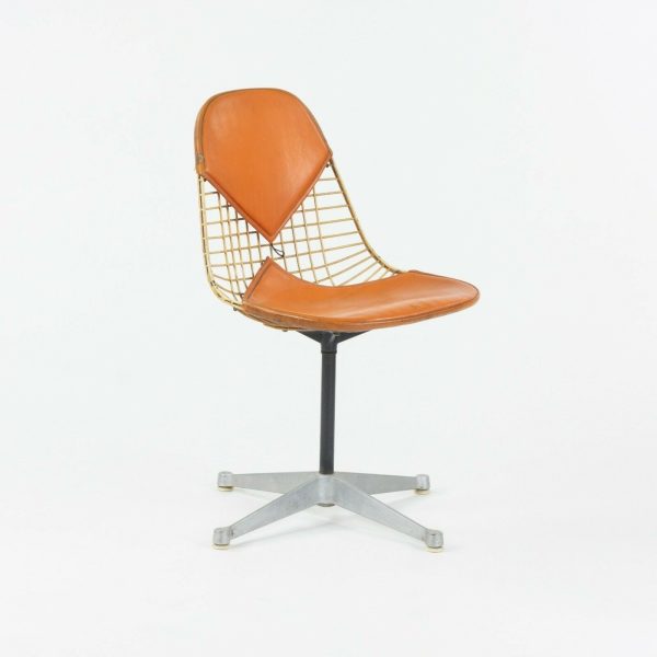 C. 1961 Set of 6 Herman Miller Eames Orange Bikini Pad Swivel PKC2 Dining Chairs For Discount