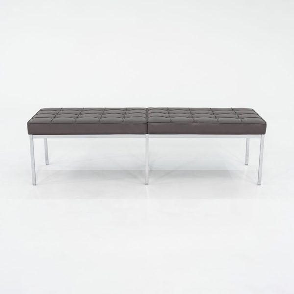 2022 Florence Knoll Three Seat Bench in Dark Brown Leather and Chrome Online