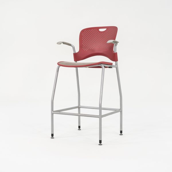 2013 Jeff Weber for Herman Miller Caper Stacking Bar Stool In Red with Arms 11x Available Online now