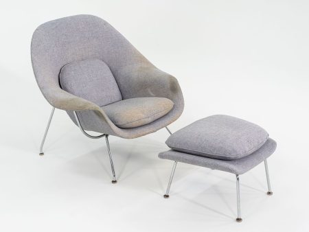 1960s Eero Saarinen for Knoll Womb Lounge Chair and Ottoman for Reupholstery, Model 70L Discount