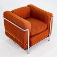 1970s Pair of Le Corbusier Jeanneret Perriand LC2 Petite Lounge Chairs in Orange Fabric for Cassina on Sale