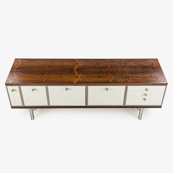 1960 Gerald Luss Rosewood & Metal Credenza Cabinet Once Attributed to Eames & IBM Pavilion Supply