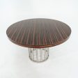 2000s Custom Round Dining Table with Macassar Ebony Wood Top and Polished Steel Base, 48 inches Online