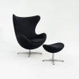 1993 Arne Jacobsen for Fritz Hansen Egg Chair and Ottoman in Black Fabric Online Hot Sale