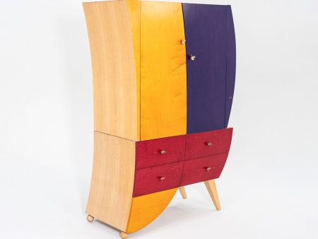 1990s Postmodern Sculptural Studio Craft Color Block Maple Armoire   Cabinet (Right) Fashion