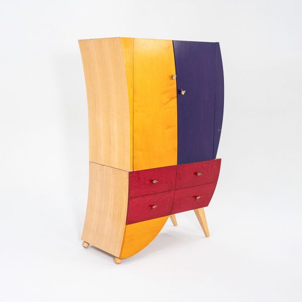 1990s Postmodern Sculptural Studio Craft Color Block Maple Armoire   Cabinet (Right) Fashion