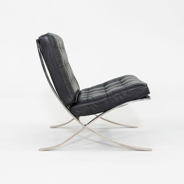 1987 Mies van der Rohe for Knoll Barcelona Lounge Chair in Black Leather and Stainless Steel Online