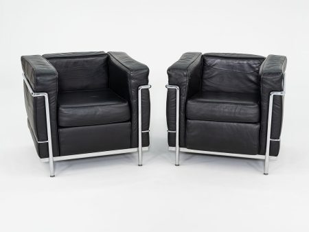 2000s Pair of Cassina LC2 Petit Modele Lounge Chairs by Le Corbusier Jeanneret and Perriand Online now