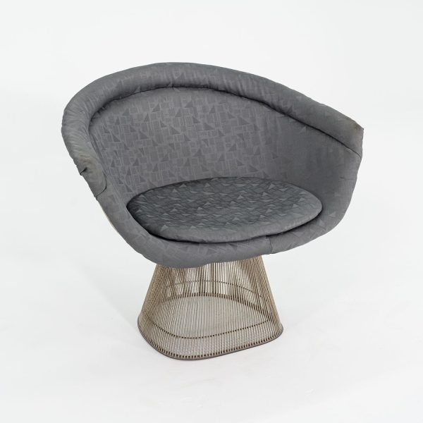 1960s Platner Lounge Chair, Model 1715L by Warren Platner for Knoll in Nickel Steel with Grey Fabric 4x Available Sale