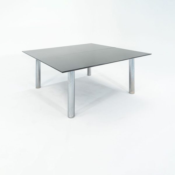 2006 Custom Black Granite and Chromed Steel Conference or Dining Table 72x72in Online Sale