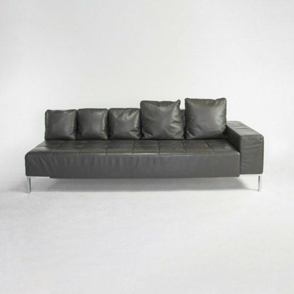 1999 Zanotta Alfa IGrey Leather Sectional Modular Sofa by Emaf Progetti 2x Avail Cheap