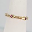 Square Genuine Ruby and Diamond Stackable 14k Yellow Gold Ring Fashion