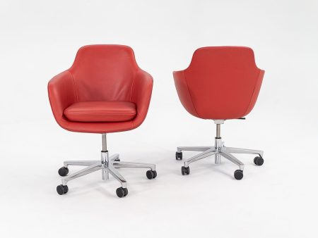 2016 Saiba Mid-Back Task Chair with Five-Star Base by Naoto Fukasawa for Geiger in Red Leather 6x Available For Sale