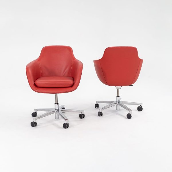 2016 Saiba Mid-Back Task Chair with Five-Star Base by Naoto Fukasawa for Geiger in Red Leather 6x Available For Sale