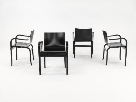 1989 Set of Four Ginotta Dining Chairs by Enrico Franzolini for Crassevig   Knoll in Ebonized Wood Supply