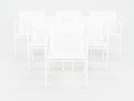 2022 Set of Six Richard Schultz for Knoll 1966 Collection Dining Arm Chairs with White Aluminum Frames Online now