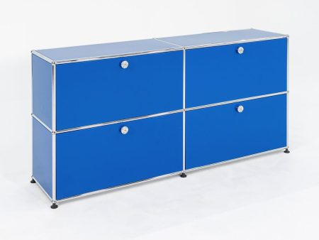 2000s USM Haller Blue 14x60x30 in E2 Credenza   Cabinet with 4-doors For Discount