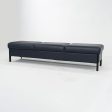 1993 Leather Three Seat Bench by Metropolitan Furniture in Blue Leather Hot on Sale