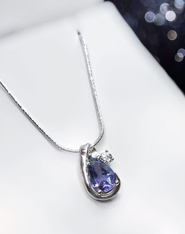 Iolite & CZ Sterling Silver Necklace Online Hot Sale