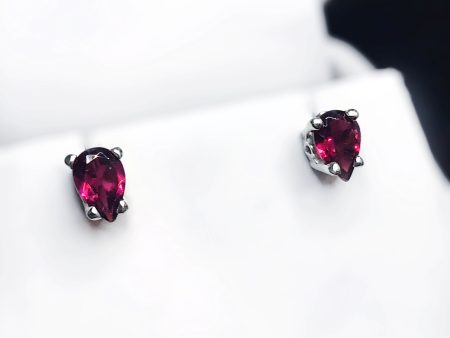 Garnet Sterling Silver Stud Earrings Online Hot Sale