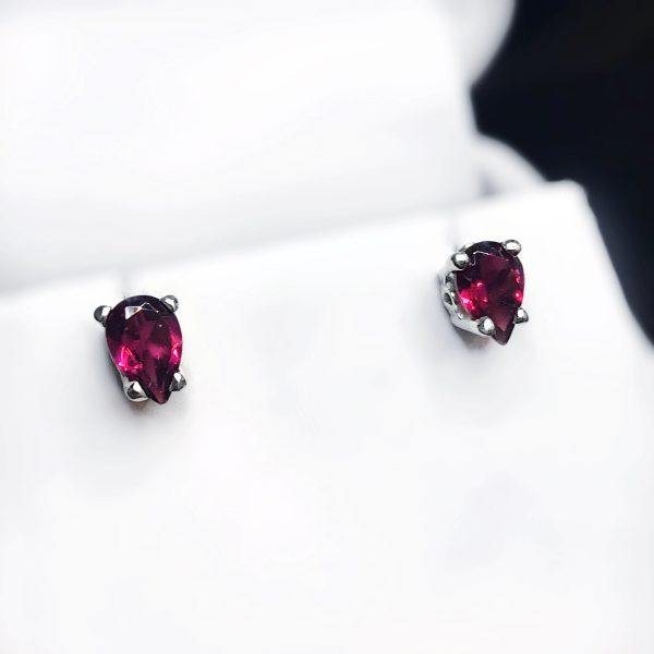 Garnet Sterling Silver Stud Earrings Online Hot Sale