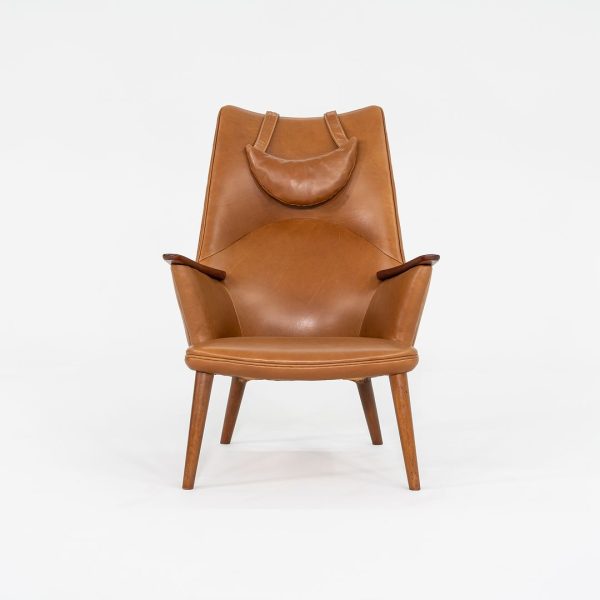 1958 Wegner AP27 and AP29 Lounge Chair and Ottoman by Hans Wegner for A.P. Stolen in Newly Upholstered Caramel Leather For Sale