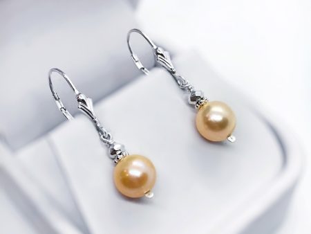 Peach Pearl and Hematite Sterling Silver Earrings Supply