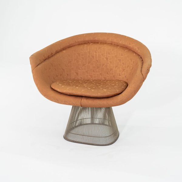 1960s Platner Lounge Chair, Model 1715L by Warren Platner for Knoll in Nickel Steel with Orange Fabric 4x Available Cheap