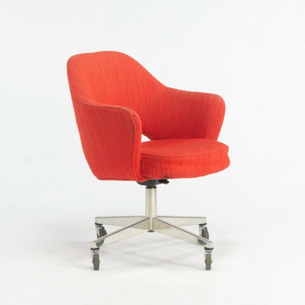 1974 Eero Saarinen for Knoll Rolling Executive Office Chairs Original Red Fabric Online