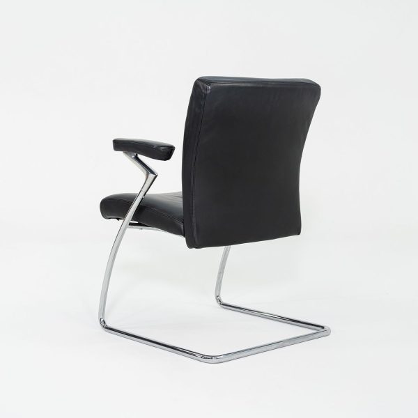 2003 Walter Knoll Art Collection Dining Arm Chairs in Black Leather 4x Available For Cheap