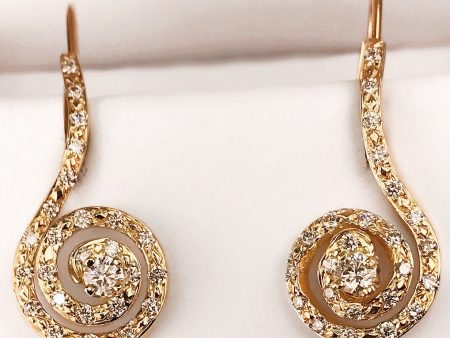 14k Yellow Gold and Laboratory Grown Diamond Swirl Drop Earrings Online