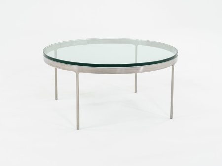 1995 TA.35.36G Round Coffee Table by NIcos Zographos for Zographos Designs in Polished Stainless and Glass For Cheap